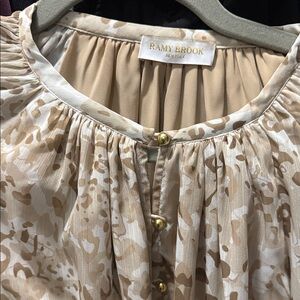 Ramy Brook Beige and Cream Blouse with Gold Accents